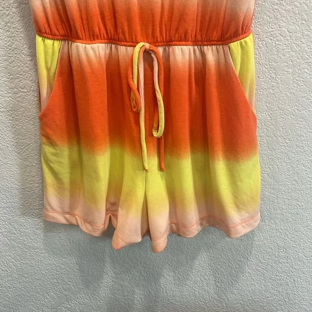 Ces Femme The Adeline Ombre Orange & Yellow Sherbet Lined Romper Size Large - Picture 4 of 10